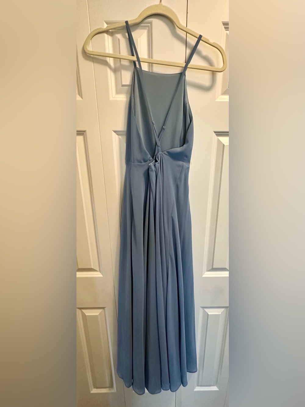 Lulus Mythical Kind of Love Slate Blue Maxi Dress | Backless Chiffon | Size S - Picture 4 of 5